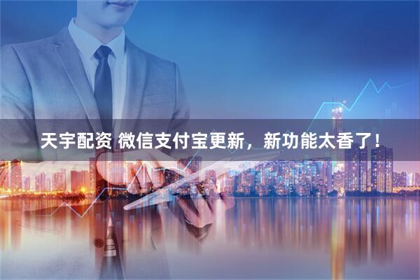 天宇配资 微信支付宝更新，新功能太香了！